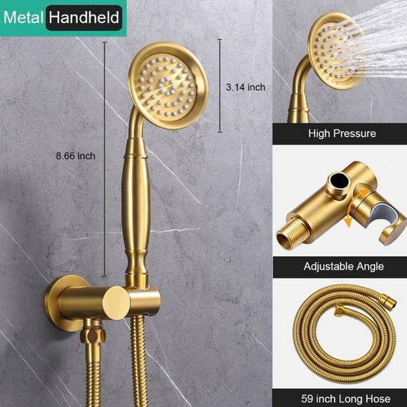 Homekicen Brushed Gold Shower System with Handheld Sprayer - Picture 3 of 6